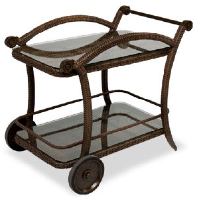 Cast Classic Deluxe Woven Tea Cart with Glass Shelves