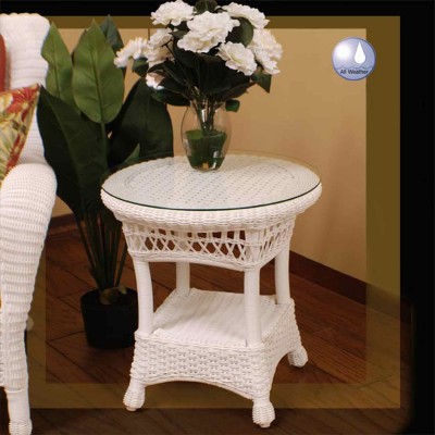 Chasco Salinas Resin/Alum Round End Table with Glass Top