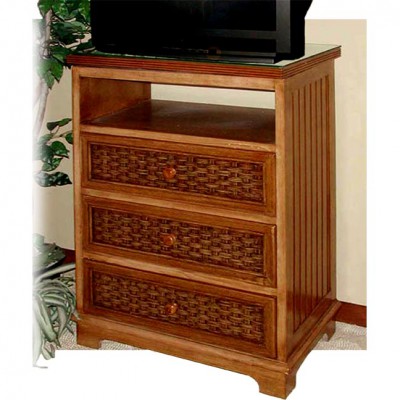 Chasco Cottage 3 Drawer Swivel Top TV Chest with Glass