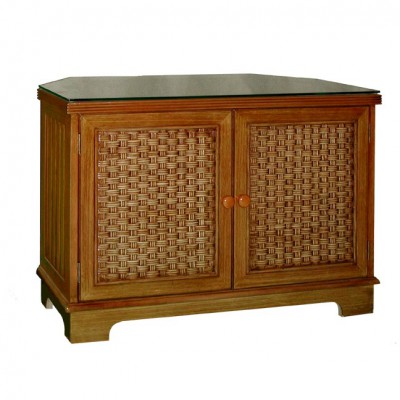 Chasco Cottage Corner TV Cabinet with Glass Top
