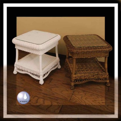 Chasco DS Empire Resin/Alum Square End Table with Glass Top