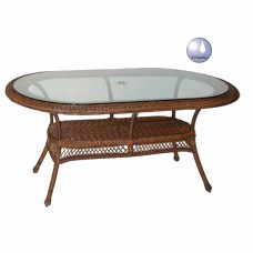 Chasco Sanibel Resin/Alum Oval Dining Table with Glass Top