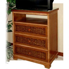 Chasco Cottage 3 Drawer Swivel Top TV Chest with Glass